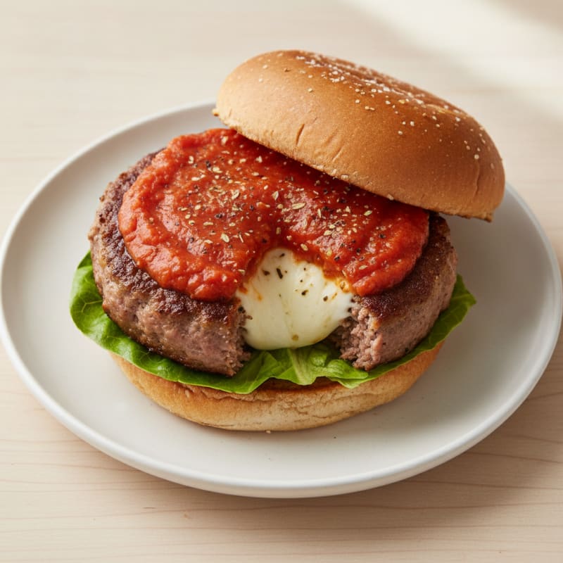 Mozzarella-Stuffed Burger with Marinara