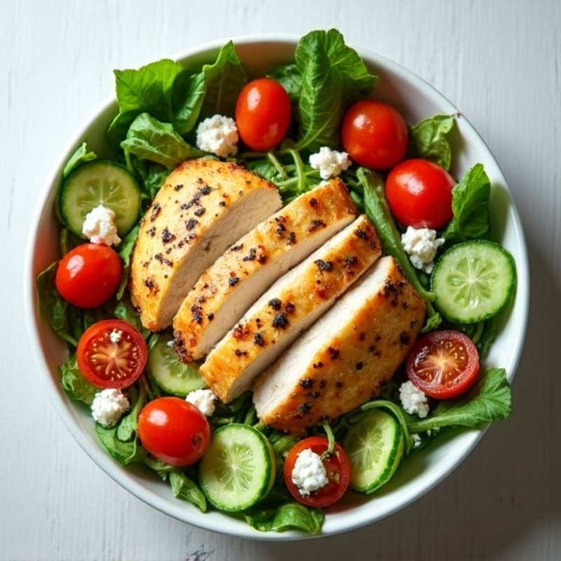 Lemon-Herb Roasted Chicken Fresh Greens Salad Bowl
