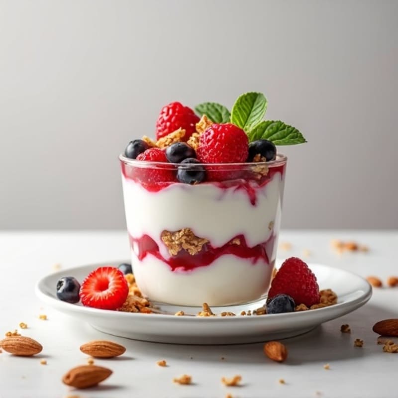 Creamy Greek Yogurt Parfait with Mixed Berries and Almonds
