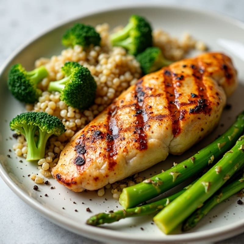 Grilled Chicken Breast with Broccoli Quinoa Salad