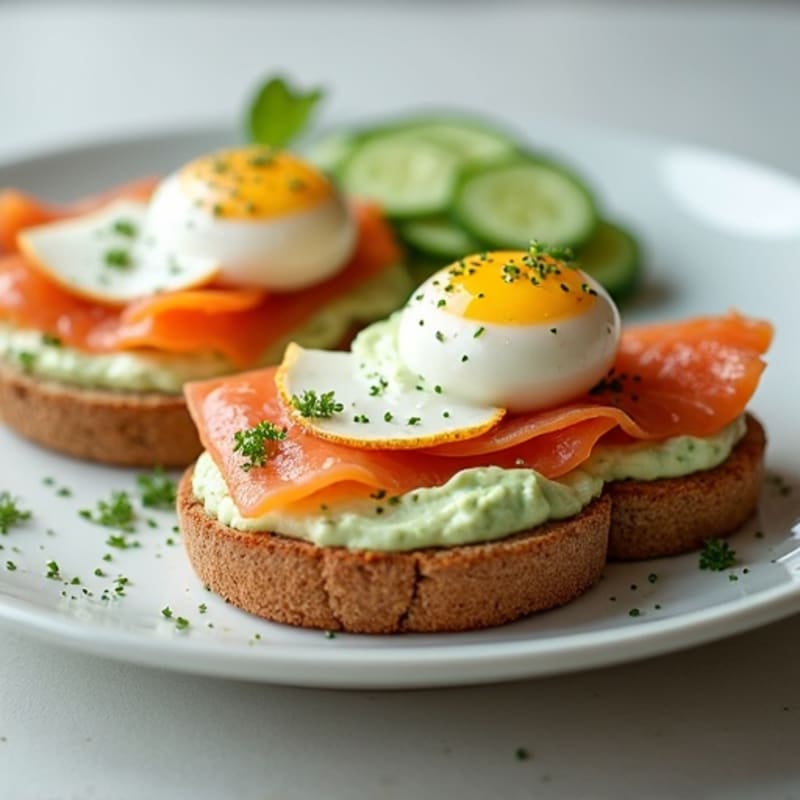 Smoked Salmon Whole Wheat English Muffin with Creamy Cucumber Boursin