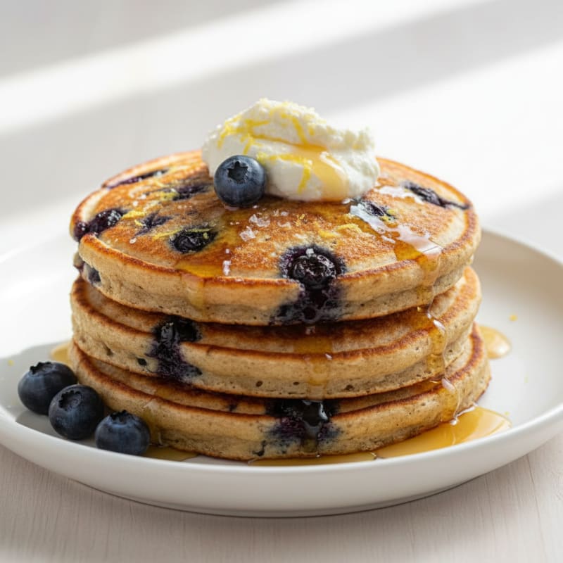Blueberry Ricotta Pancakes with Lemon Zest