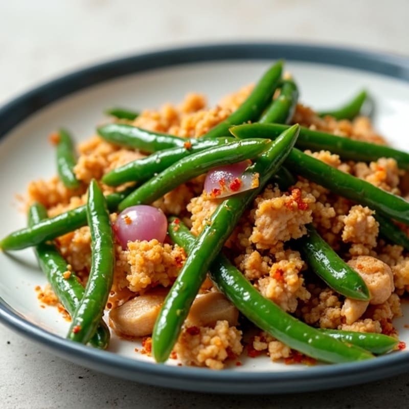 Ground Chicken and Crispy Green Bean Skillet
