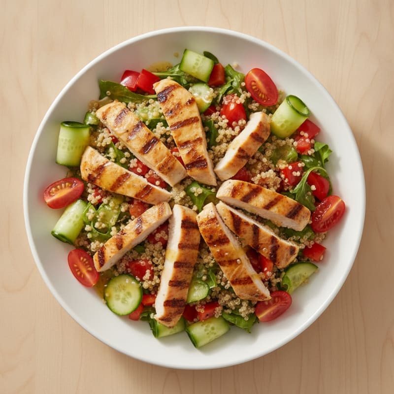 Grilled Chicken and Quinoa Salad with Crisp Vegetables