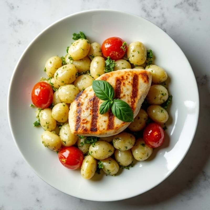 Creamy Basil Pesto Gnocchi with Roasted Cherry Tomatoes