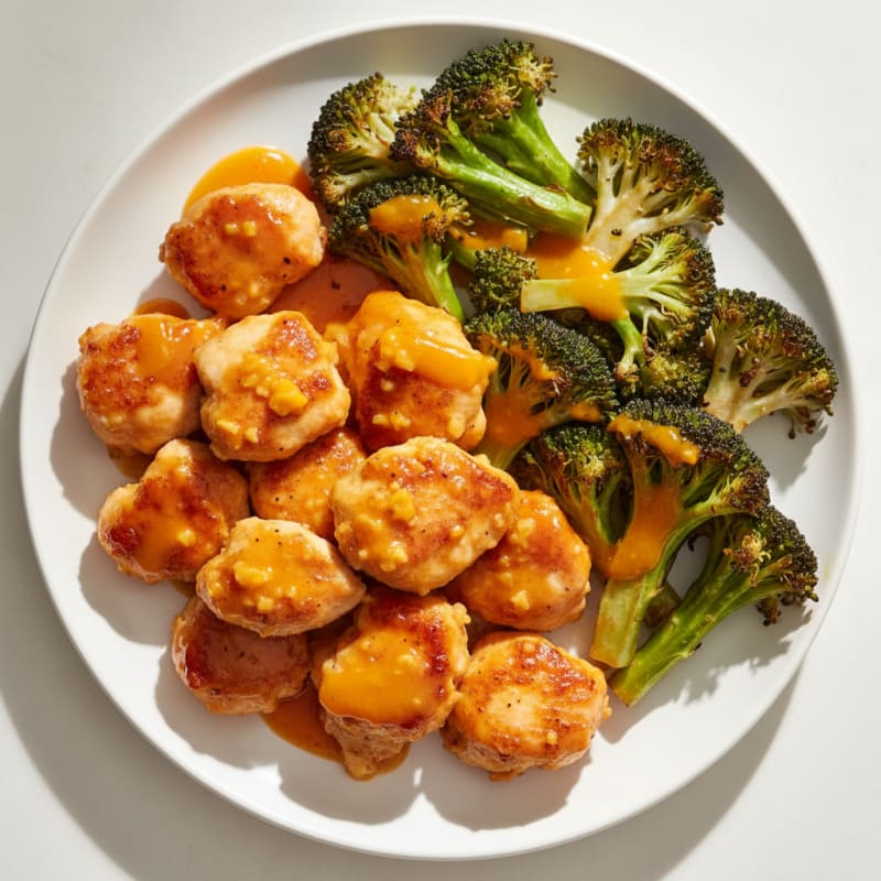 Crispy Orange Glazed Chicken with Roasted Broccoli