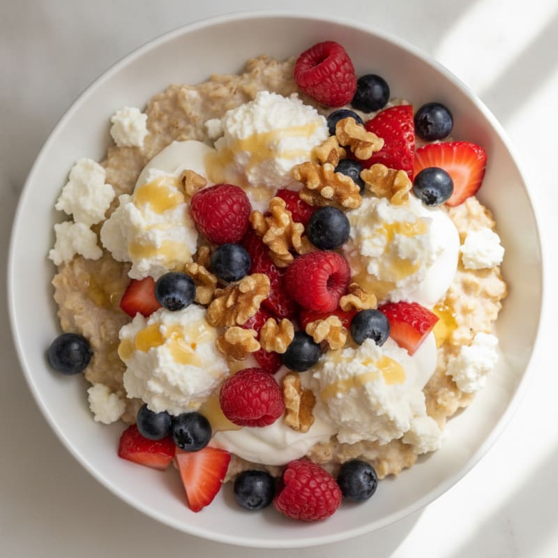 Cottage Cheese Oatmeal with Berries and Egg Whites