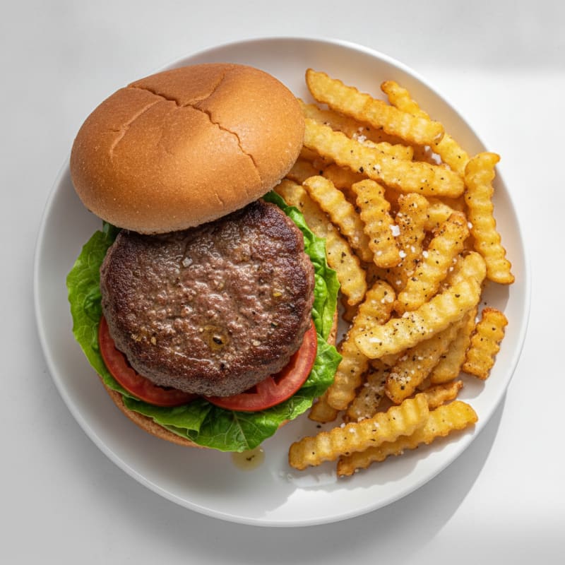 Classic Beef Burger with Garlic Fries