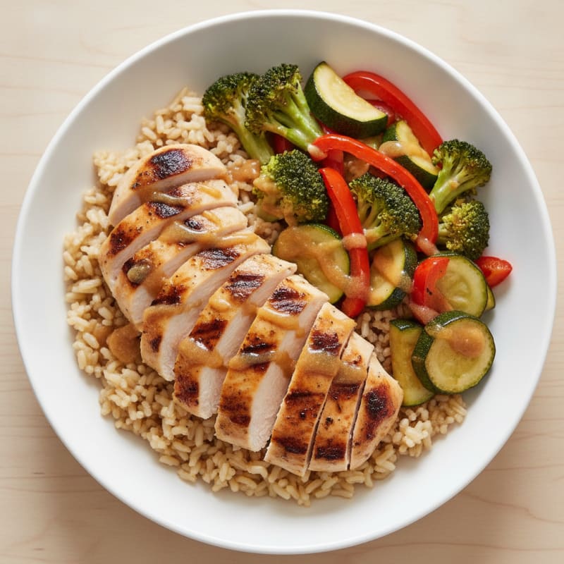 Grilled Chicken and Veggie Rice Bowl