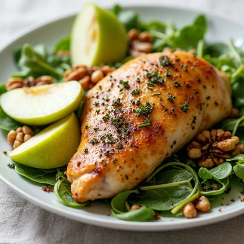 Herb-Roasted Chicken and Crispy Apple Walnut Salad