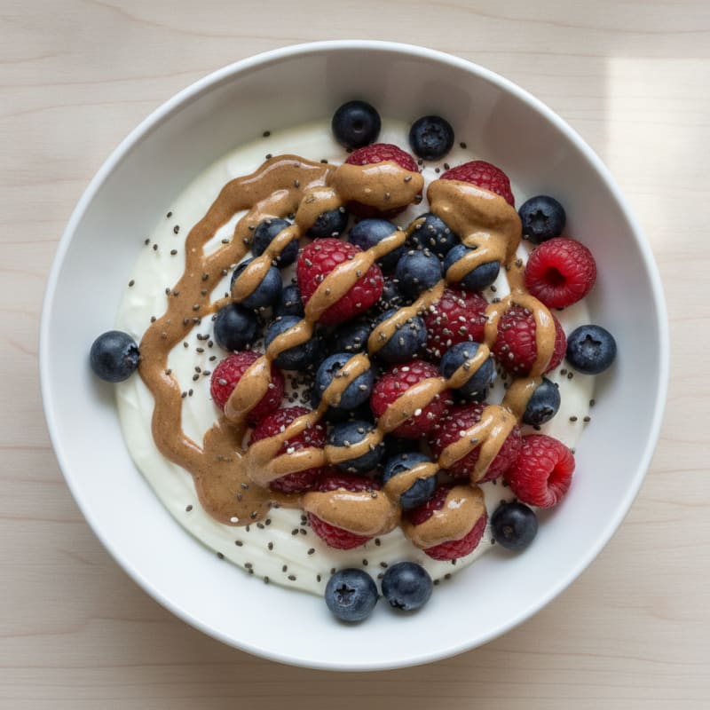 Greek Yogurt Protein Parfait with Berries and Almond Butter