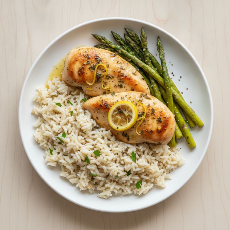Lemon-Herb Roasted Chicken with Rice Pilaf
