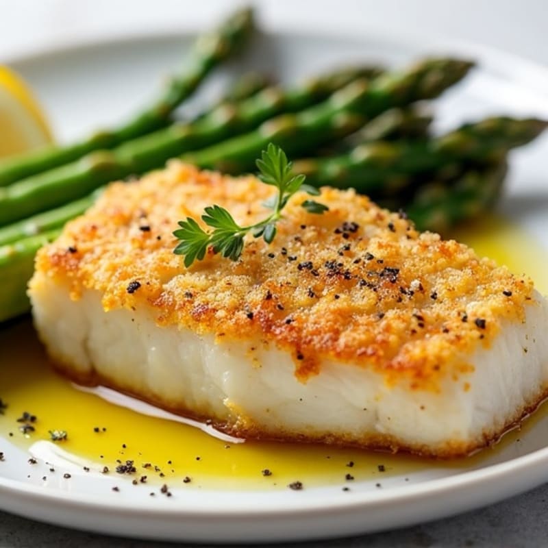 Crispy Lemon Herb Cod with Roasted Asparagus