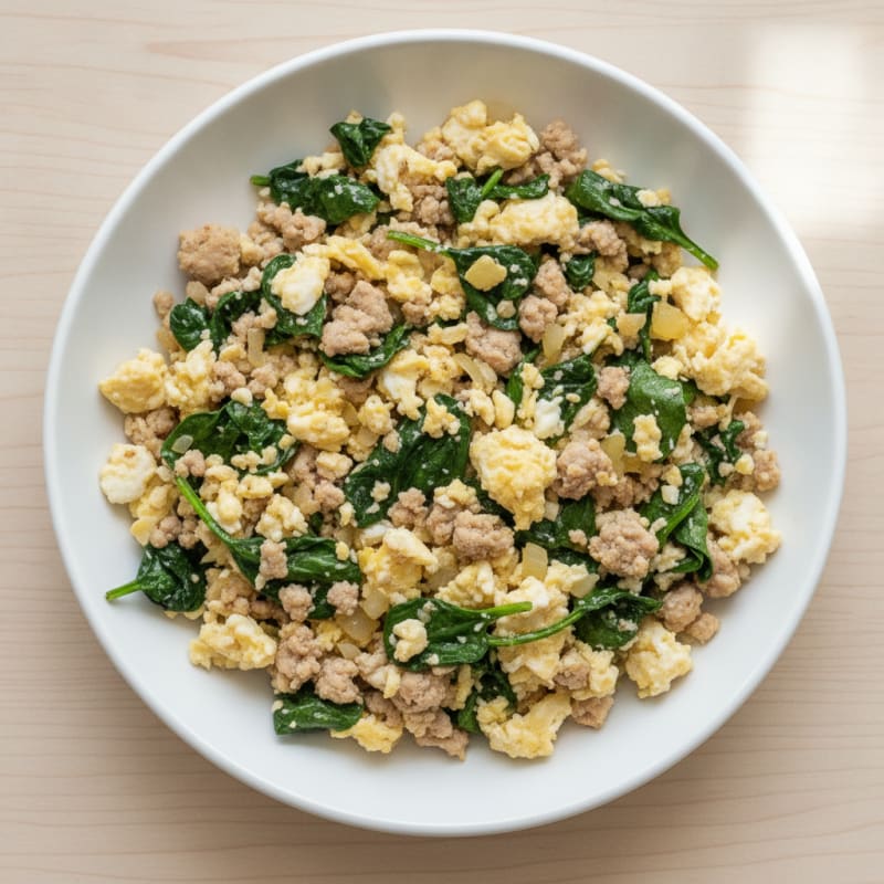 Egg White and Turkey Spinach Scramble
