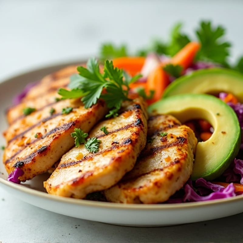 Grilled Chicken Breast with Creamy Avocado Slaw