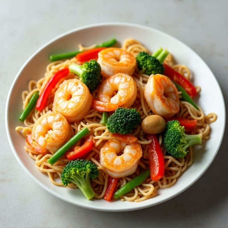 Garlic-Ginger Prawn and Crisp Vegetable Noodle Stir-Fry