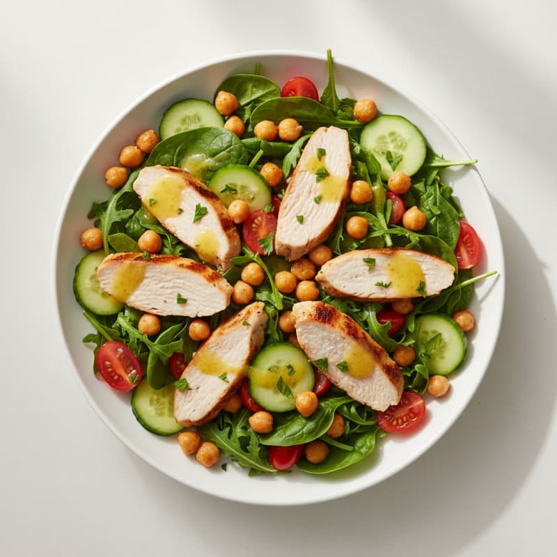 Grilled Turkey Breast Salad with Chickpeas and Lemon Vinaigrette