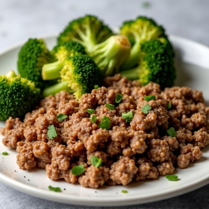Savory Lean Ground Pork and Beef Skillet with Crispy Roasted Broccoli