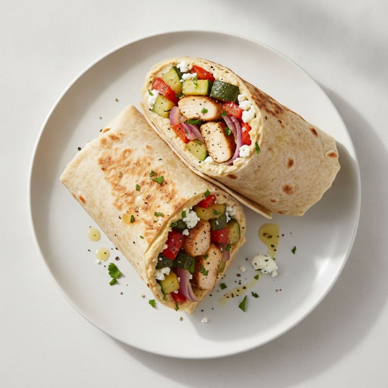Mediterranean Chicken and Roasted Vegetable Wrap