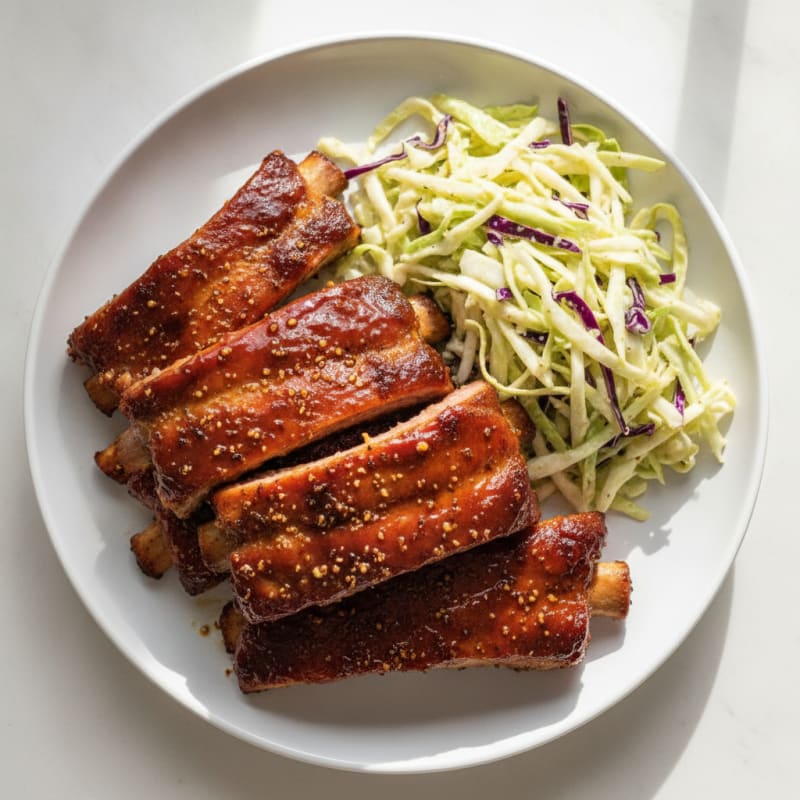 Smoked BBQ Pork Ribs with Slaw
