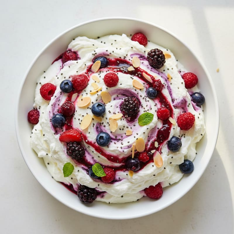 Greek Yogurt Protein Mousse with Mixed Berries