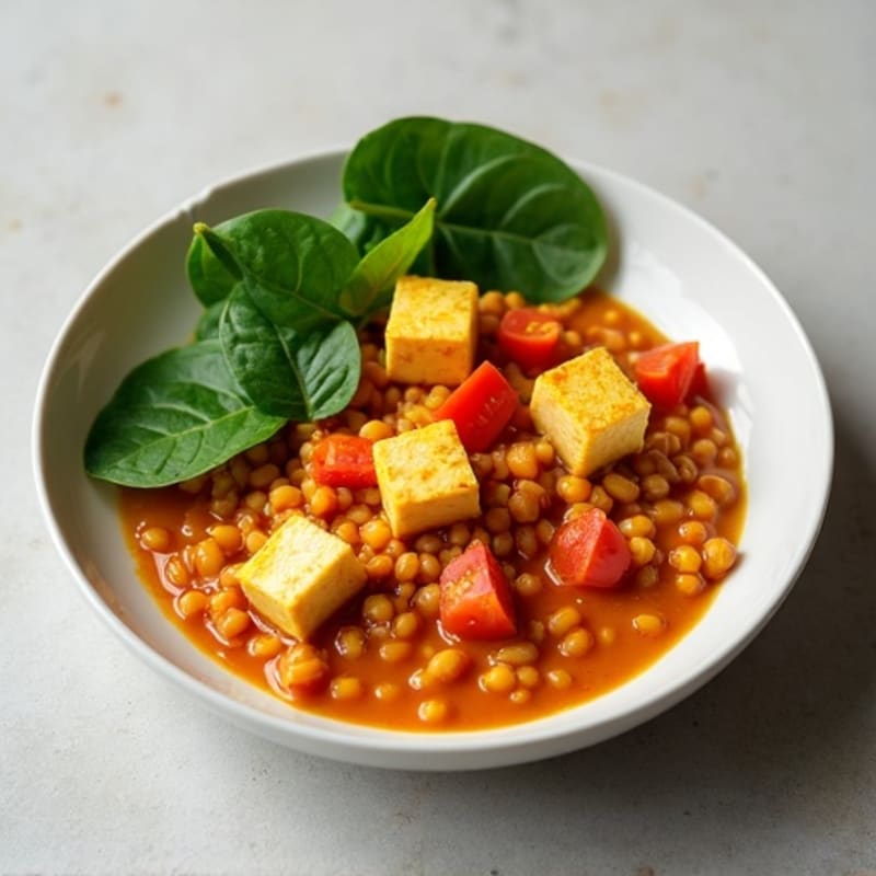 Creamy Red Lentil Curry with Fresh Spinach