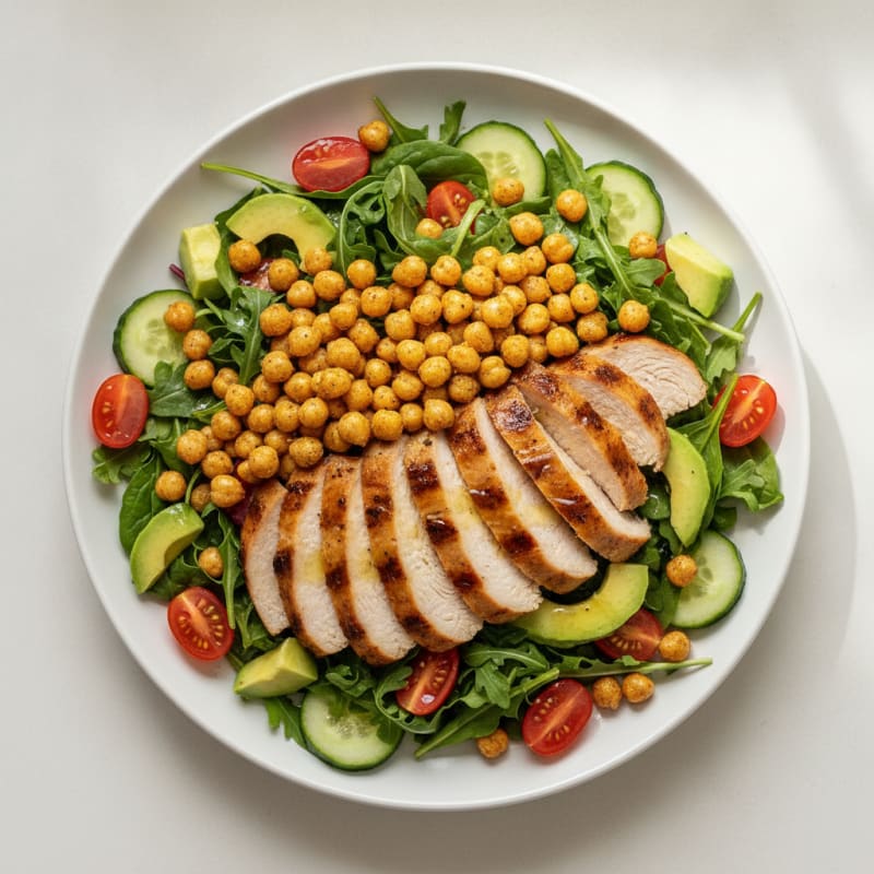 Grilled Turkey Breast Salad with Crunchy Chickpeas
