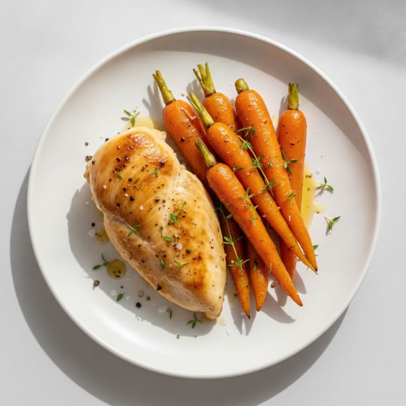 Maple-Glazed Roasted Carrots with Herbed Chicken