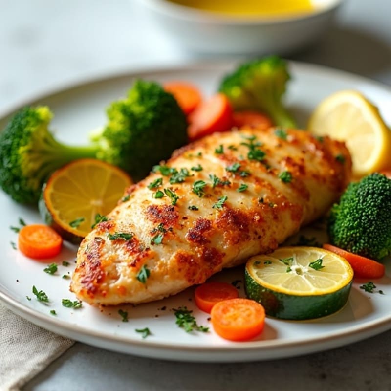 Crispy Lemon-Herb Spiced Chicken with Roasted Vegetables