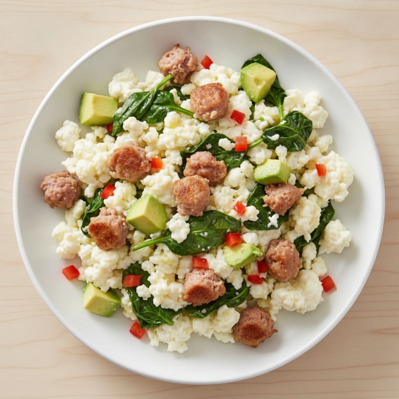 Egg White Scramble with Spinach and Turkey Sausage