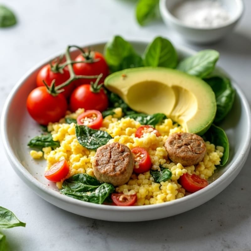 Egg White and Turkey Sausage Scramble with Spinach