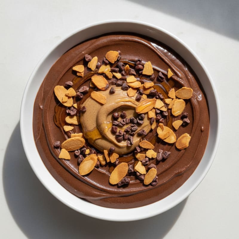 Silky Chocolate Protein Pudding with Greek Yogurt and Almonds