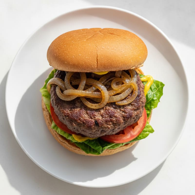 Classic Beef Burger with Caramelized Onions
