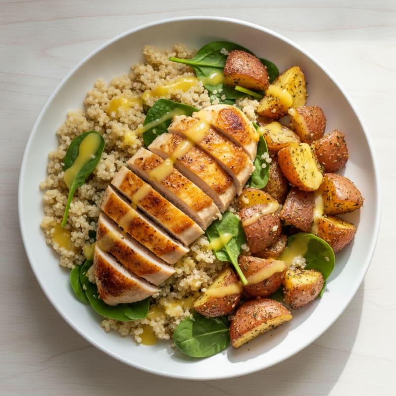 Lemon Herb Chicken Quinoa Potato Bowl