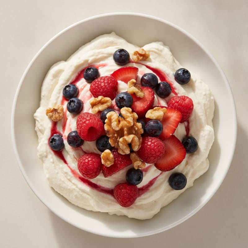 Silky Greek Yogurt Protein Mousse with Mixed Berries