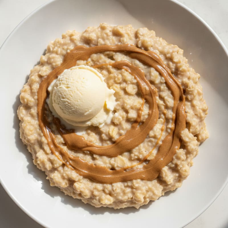 Whey Protein Banana Oatmeal with Peanut Butter Swirl