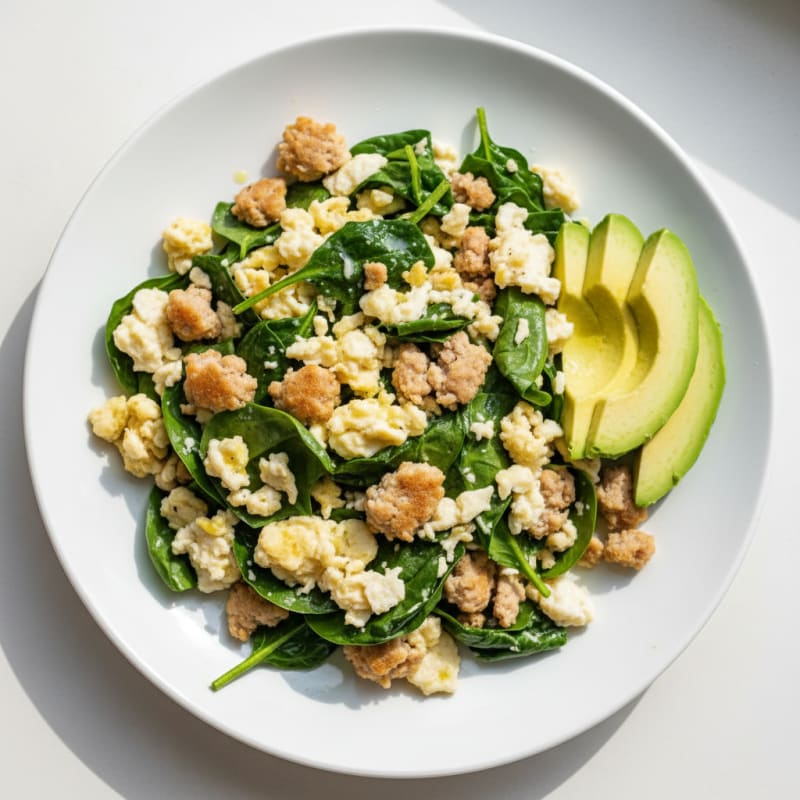 Egg White and Turkey Sausage Scramble with Spinach