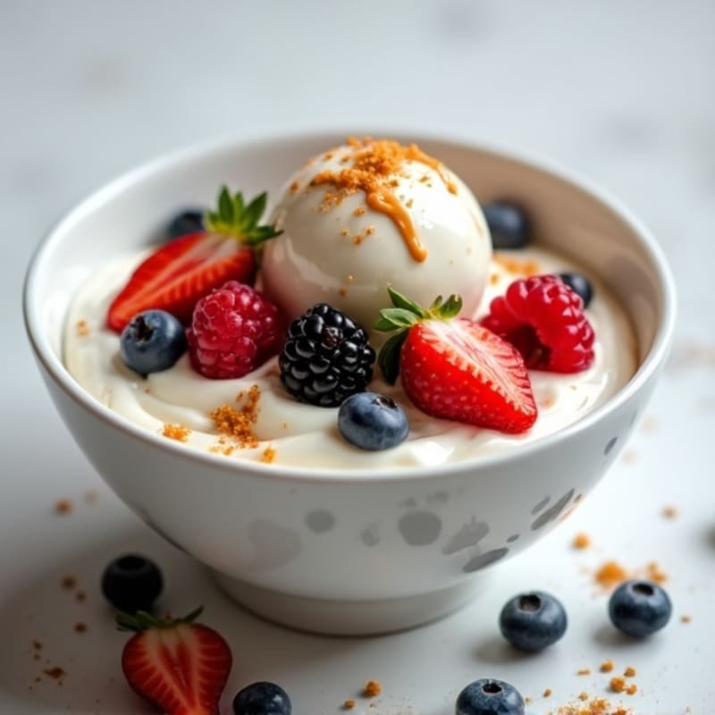 Silky Protein Yogurt Bowl with Mixed Berries and Almond Butter