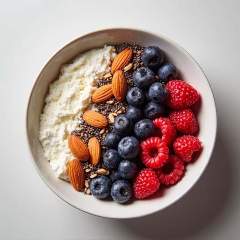 Cottage Cheese and Berry Protein Bowl with Almonds