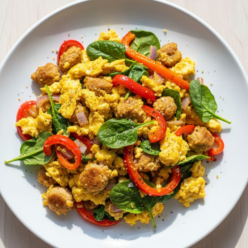 Golden Chicken Sausage and Egg Scramble