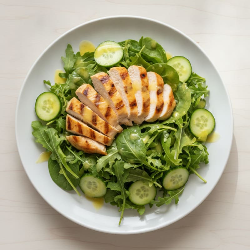 Grilled Chicken Breast Salad with Mixed Greens and Lemon Vinaigrette
