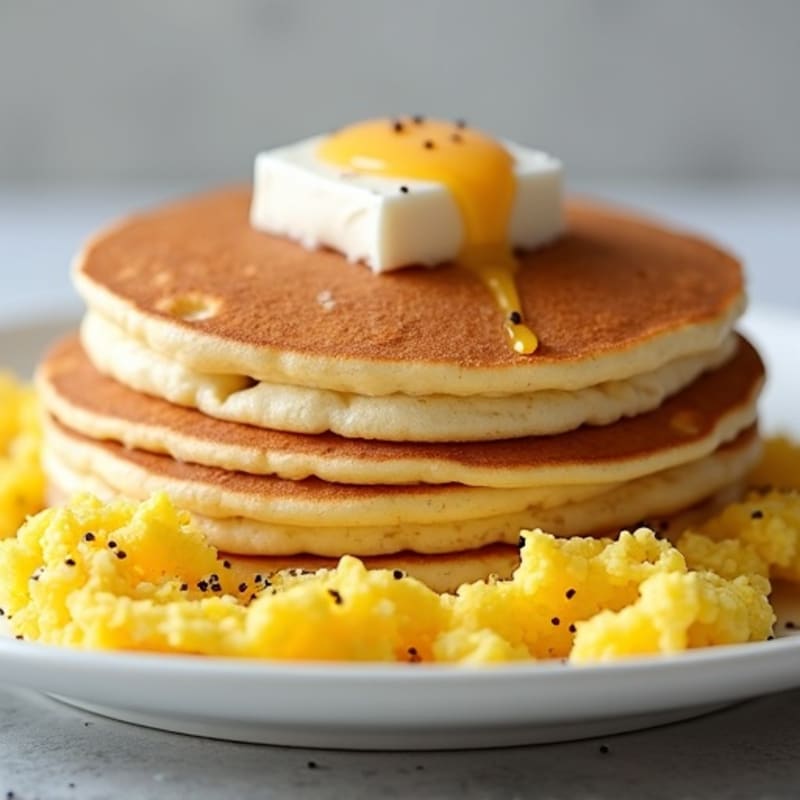 Protein-Packed Cottage Cheese Pancakes with Scrambled Eggs