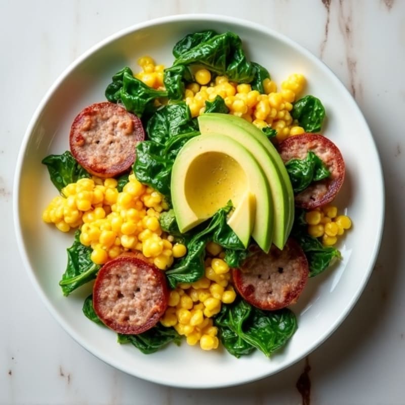 Egg White and Turkey Sausage Scramble with Spinach