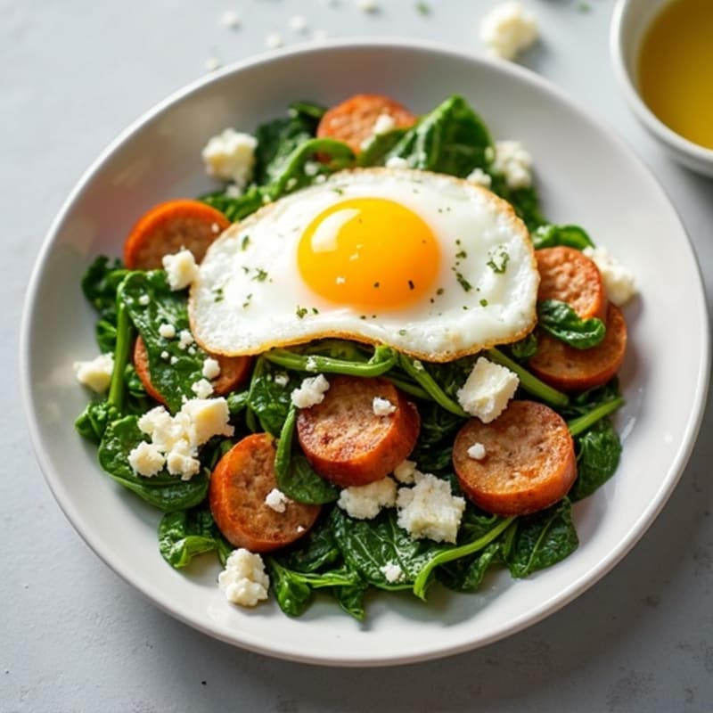 Egg White and Turkey Sausage Scramble with Spinach and Feta