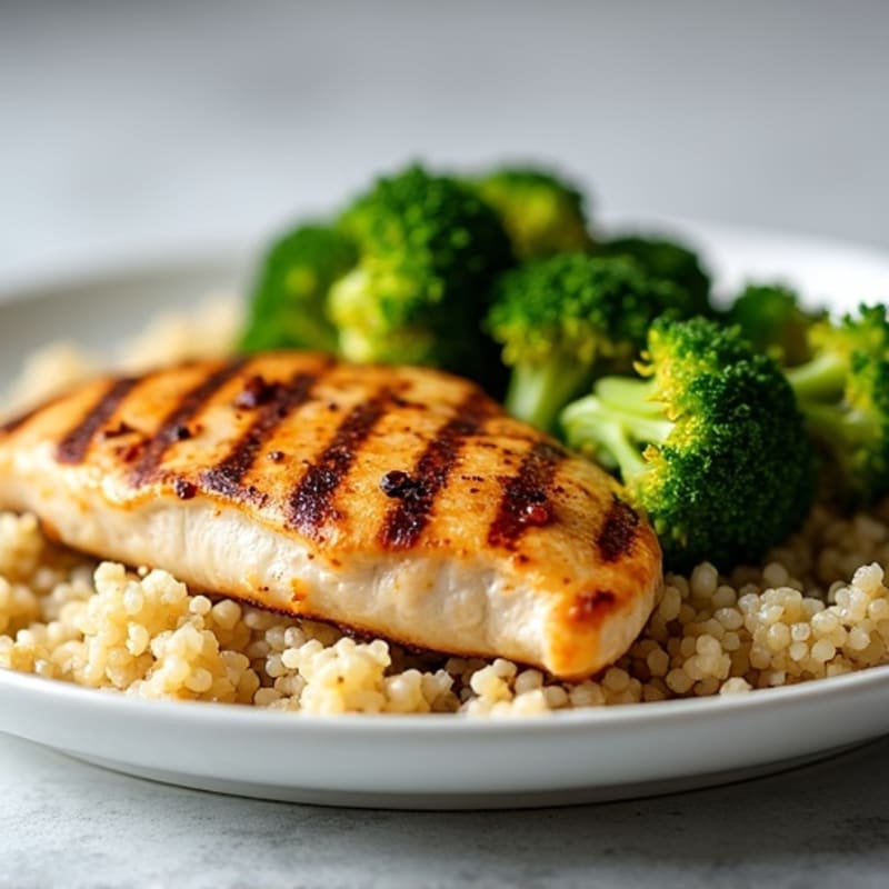 Grilled Chicken Breast with Roasted Broccoli and Quinoa