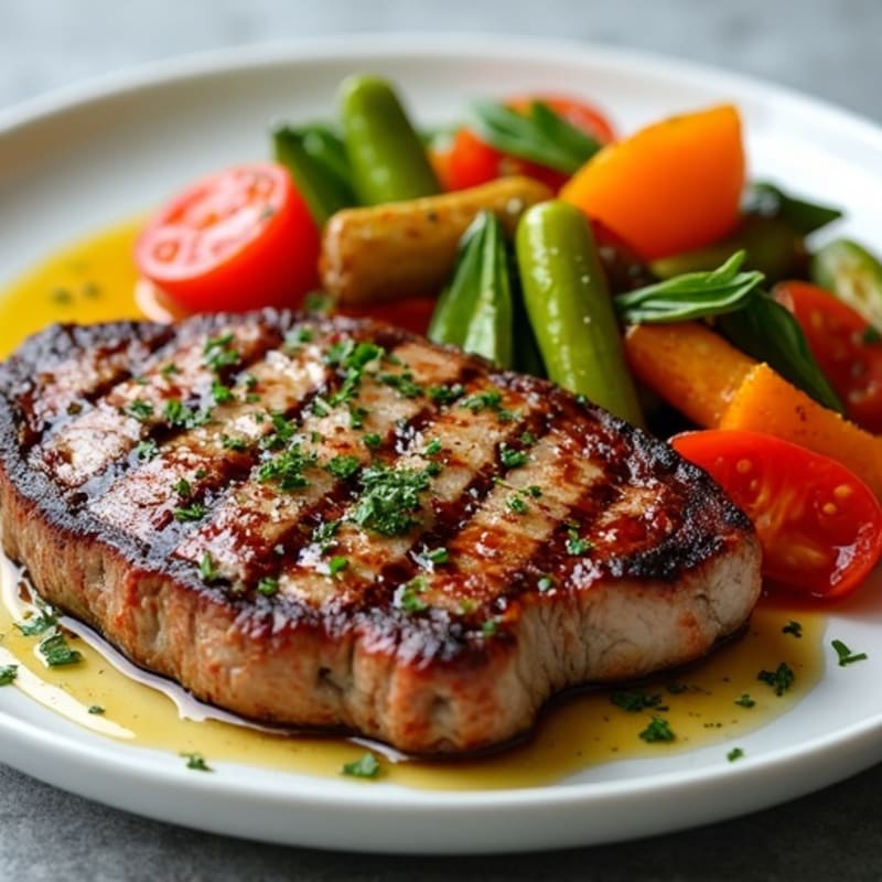 Garlic-Herb Grilled Steak with Roasted Vegetables