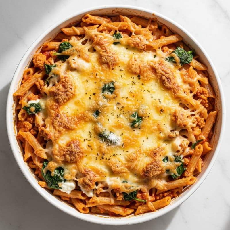 Creamy Baked Ziti with Golden Cheese Crust