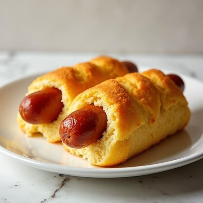 Baked Turkey-Beef Dogs in Golden Cornbread Crust