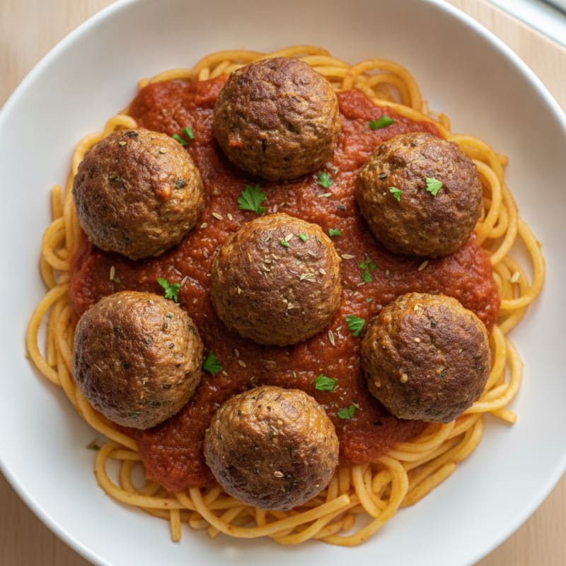 Spaghetti Squash with Classic Meatballs