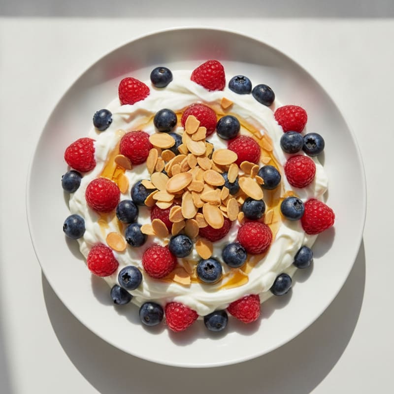Creamy Greek Yogurt Protein Parfait with Mixed Berries and Almonds